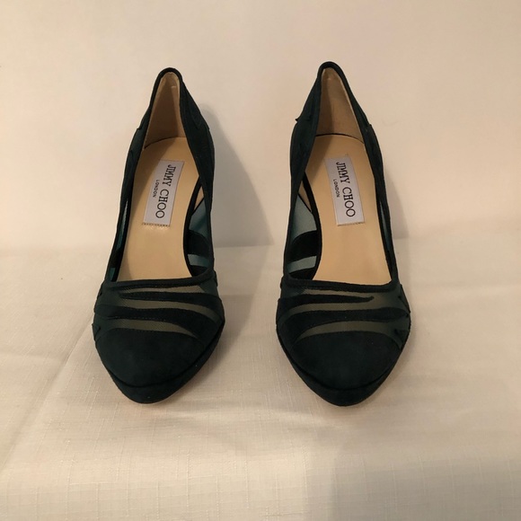 Jimmy Choo Kerwick green suede mesh accent shoes - Picture 3 of 5